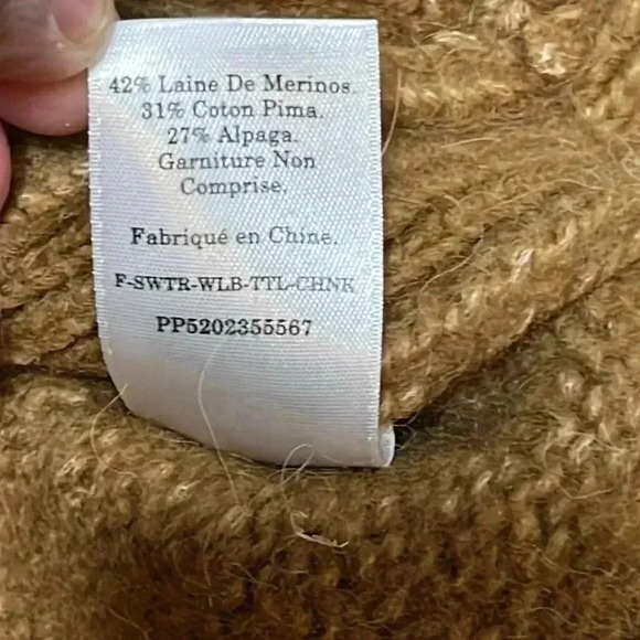 Everlane Turtleneck Long Sleeve Ribbed Detail Brown Sweater Size S - Picture 7 of 7